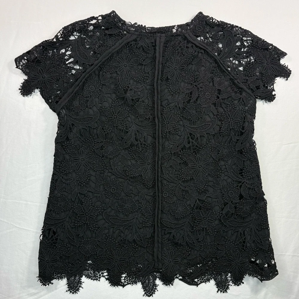Anthropologie Guest Editor Black Crochet Lace Free Gypsy Spirit Pullover Blouse